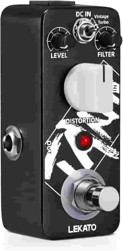 LEKATO Pedal De Distorção Para Guitarra, Analógico Guitarra Elétrica, 2 Modos Solo Vintage E Turbo, Efeito Metal True Bypass Dc 9V