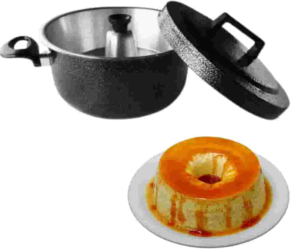 Panela de pudim multi uso meia pressão banho maria (preta)