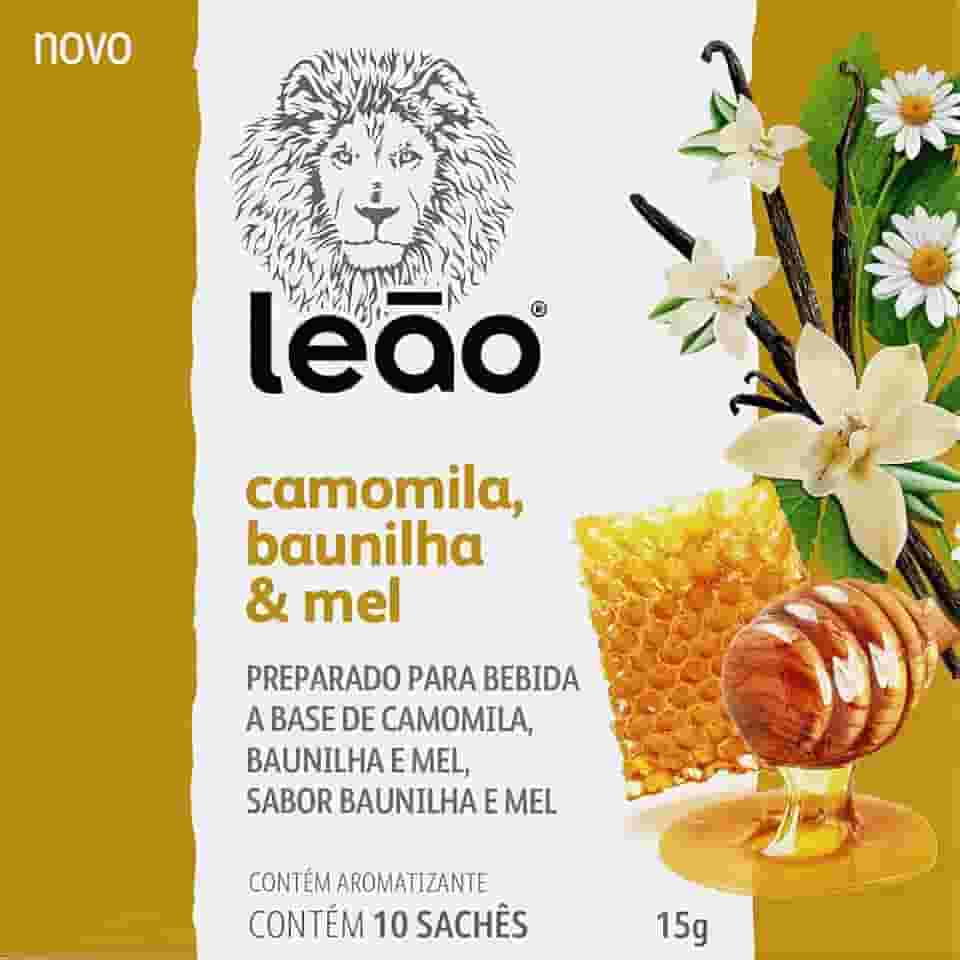 Chá Leão Camomila, Baunilha e Mel - 10 Sachês.