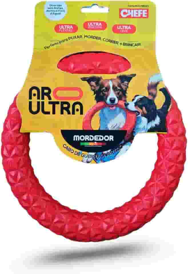 CHEFE Mordedor ARO Ultra, Brinquedo para Cães, Ultra Resistente e Flexível, Tamanho Médio, Vermelho (médio)