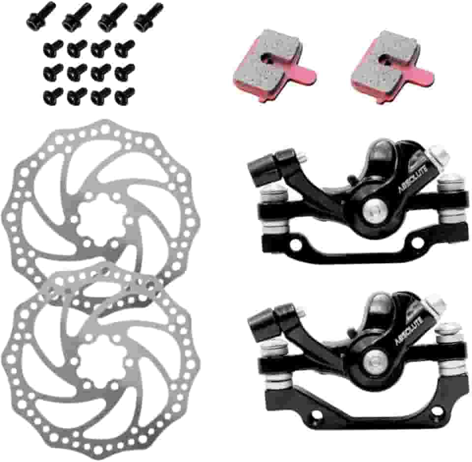 Kit Pinça Freio a Disco Mecânico Absolute Nero 160mm – Com Pastilha Quadrada – Aro 26 a 29