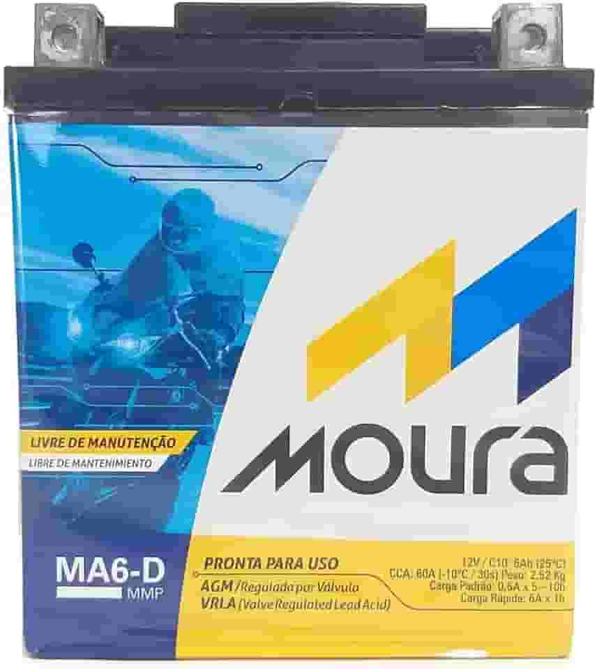 Bateria Moura AGM Vrla Para Motocicletas Ma6-D 12V 6Ah - Polo Direito