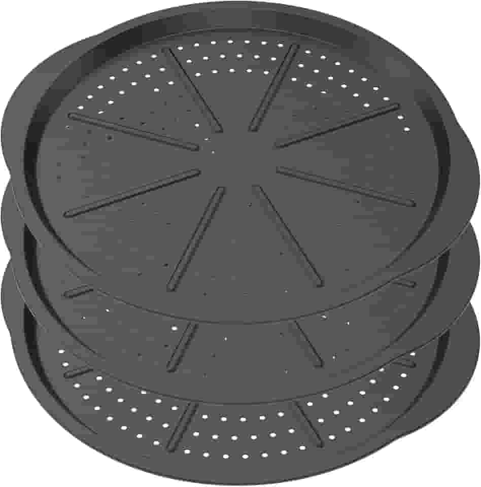 3 formas de pizza com furos, forma de pizza de aço carbono com furos para forno, bandeja de pizza antiaderente com alças para congelamento caseiro e fatias de sobras pode ser lavada na lava-louças