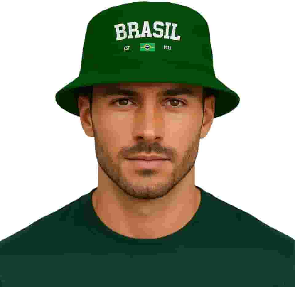 Chapéu Brasil Bucket Hat Com Bandeira Brasileira Praia Estilo Casual