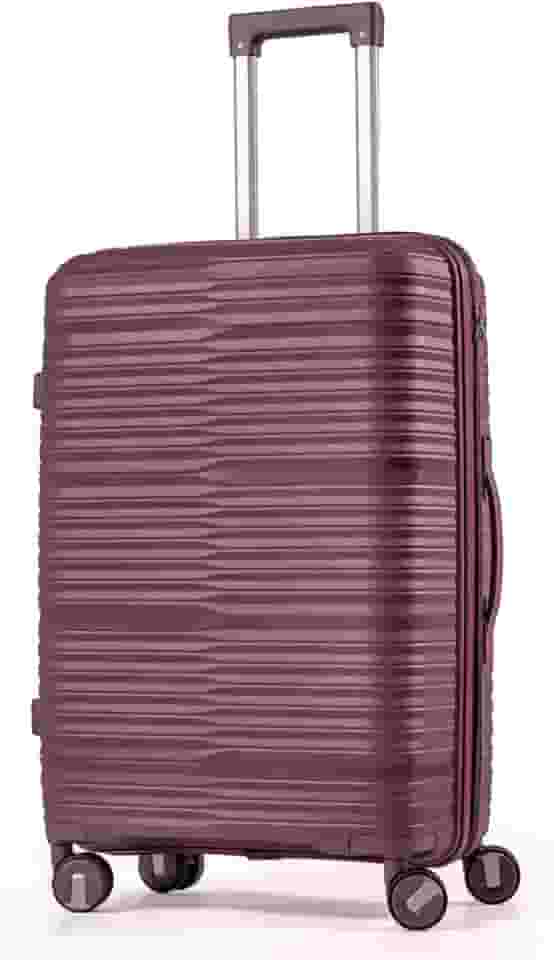 Mala De Viagem Média 23Kg Polipropileno Rodas Duplas 360 Fibra Rígida Leve Resistente Para Despachar (ROXO, MÉDIA)