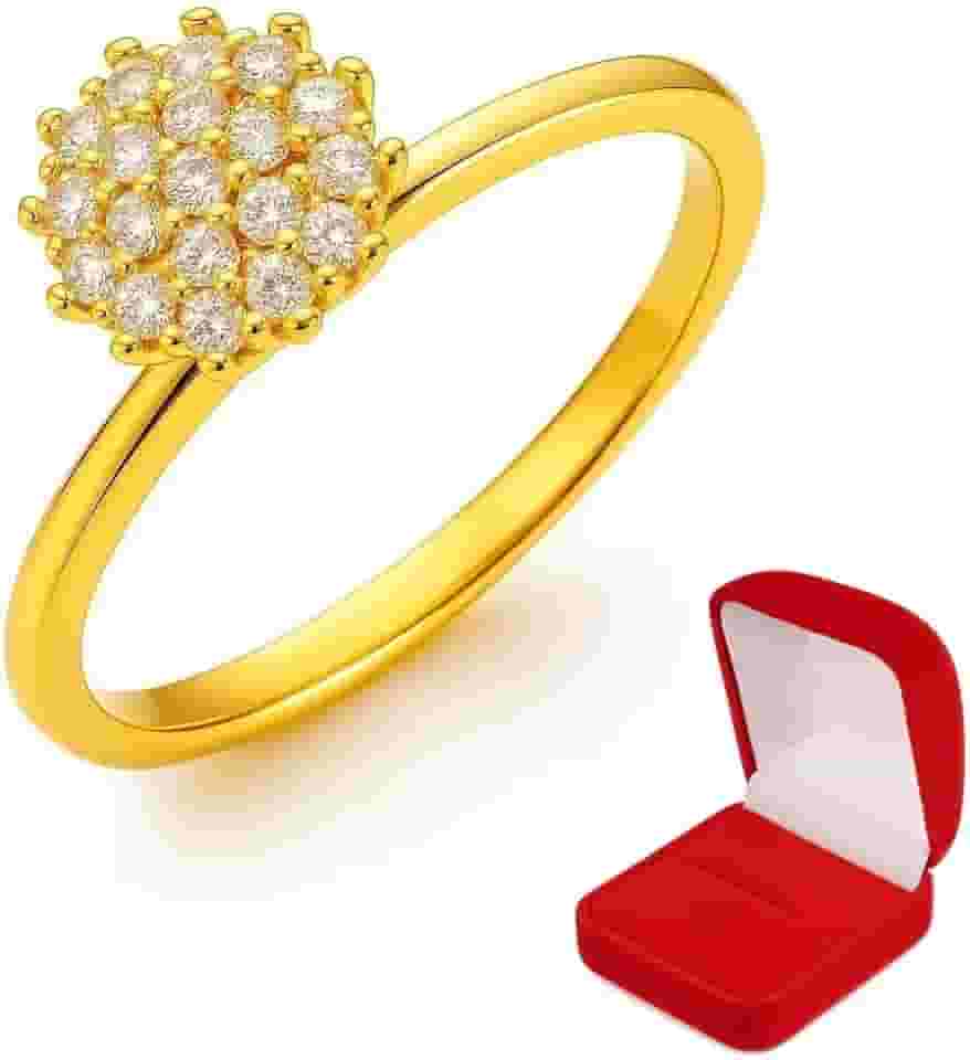 Anel Solitário Debutante 15 Anos ouro 18k banhado chuveirinho