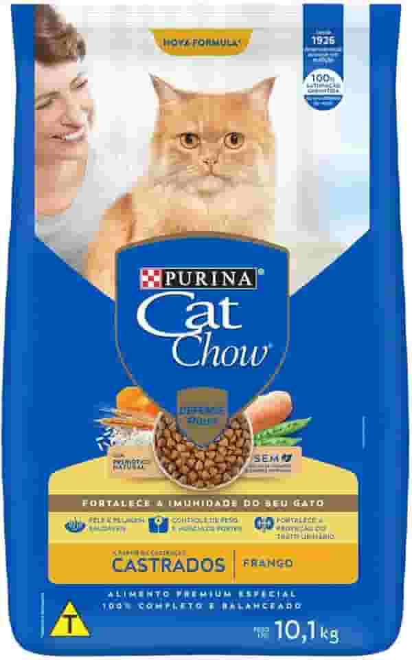 Purina Cat Chow Ração Nestlé Para Gatos Castrados Sabor Frango - 10 1Kg Purina - Sabor Frango