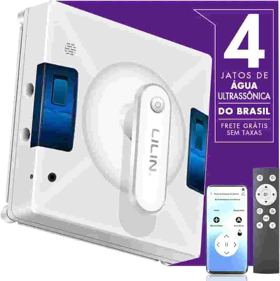 Lilin YW509 Robô de Limpeza de Janelas com Quatro Bicos Ultrassônicos, Bivolt, Design Compacto, Sistema de proteção multinível, Planejamento inteligente de caminho, 3 modos de limpeza, Do Brasil