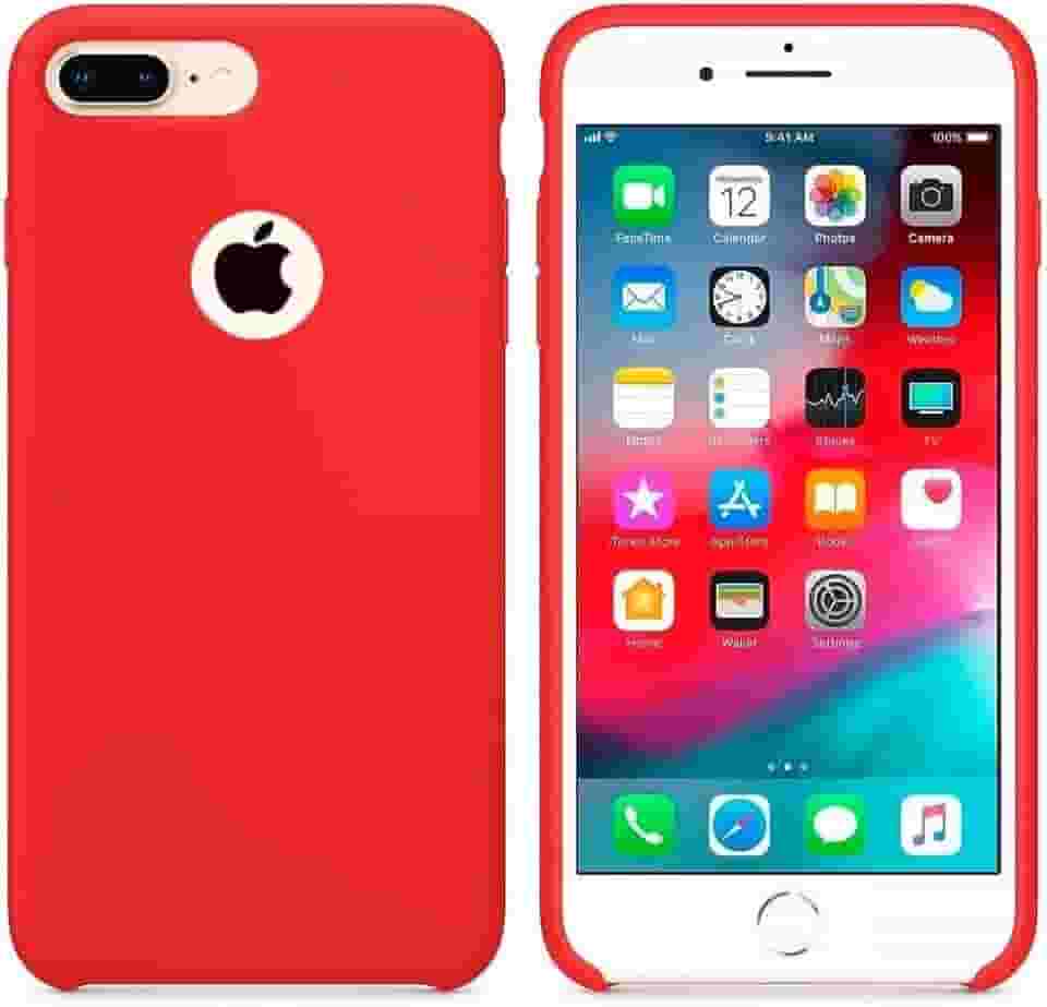 Case Capa Capinha Silicone Aveludado pra iPhone 7 Plus e 8 Plus Vermelho