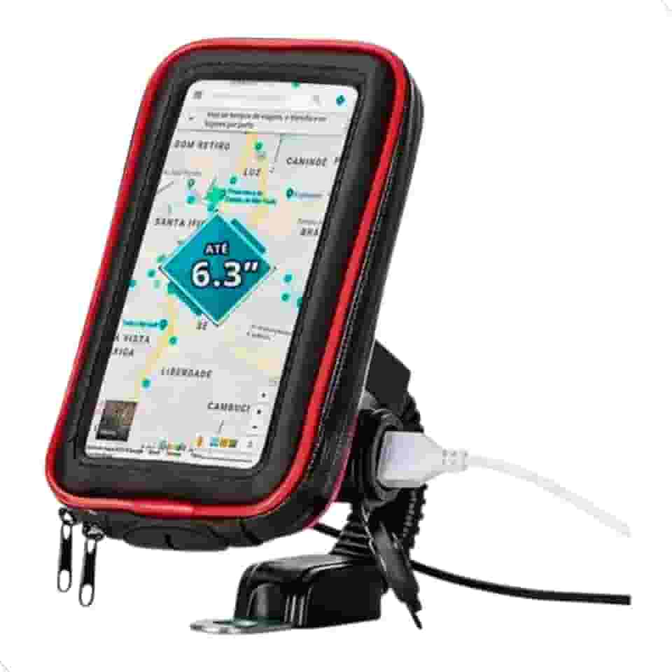 Suporte Celular Com Carregador USB Motocicleta Scooter Motoboy Universal Impermeável Capa Prova D´Água Mundo Compras
