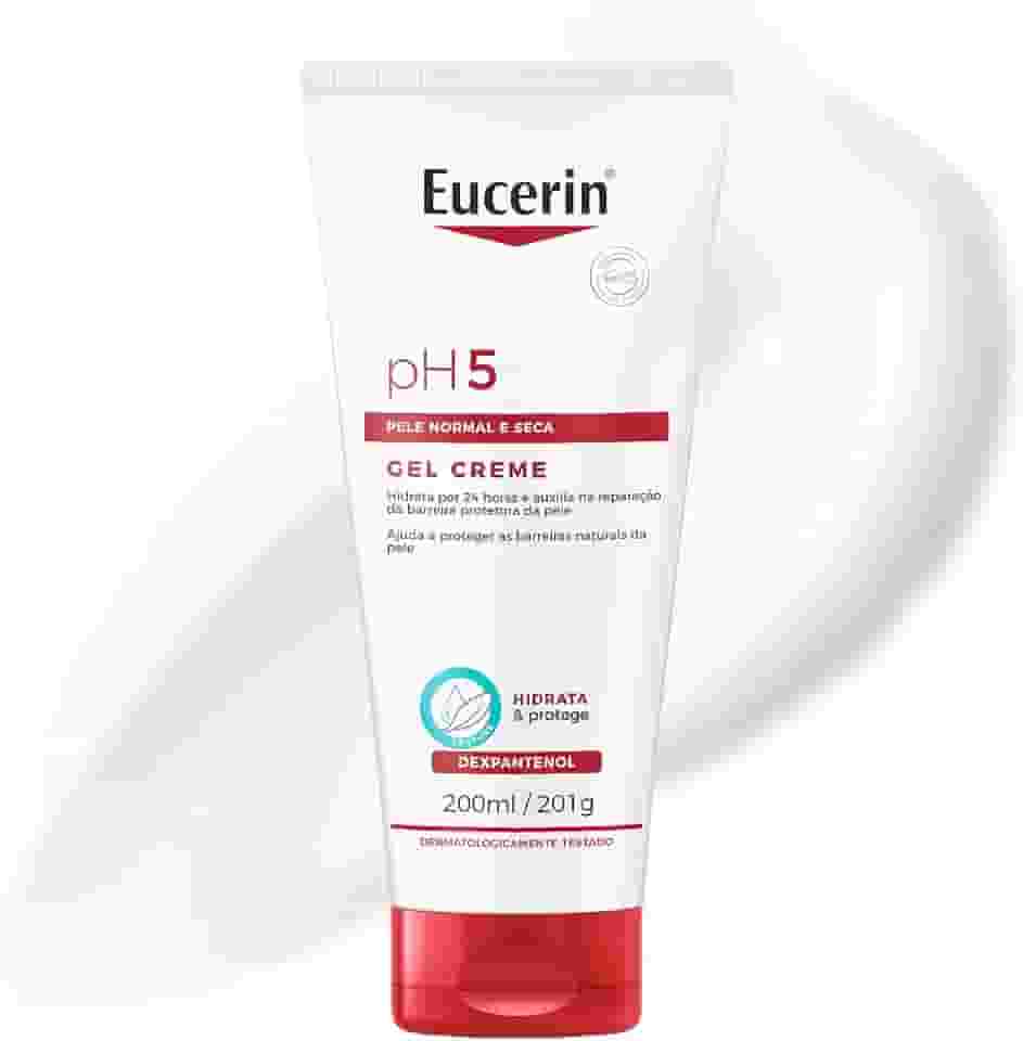 EUCERIN Gel Creme Hidratante Corporal pH5 200ml, Textura Ultraleve, Dexpantenol, Hidratação Diária, Pele Sensível e Seca