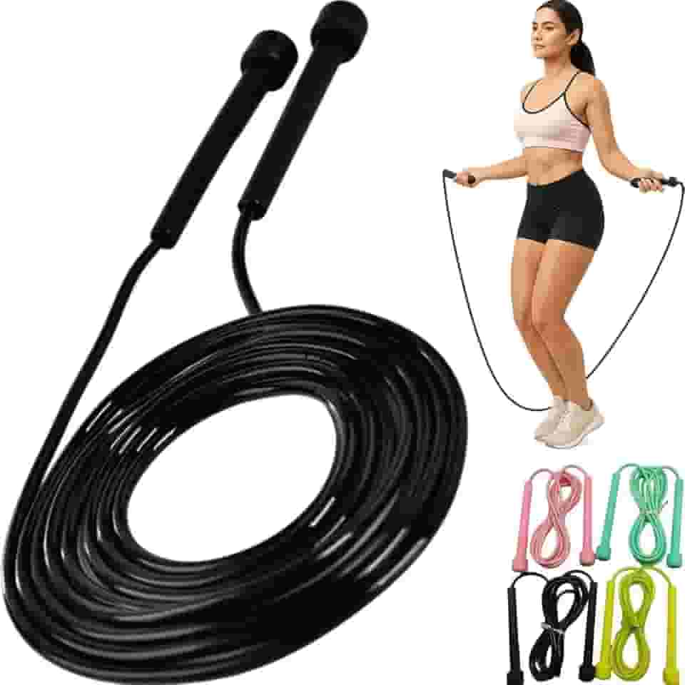 Medidas Corda de Pular Ajustável, Preta, Rosa, Verde, Amarela, 2,65m, para Treino Funcional, Cross Training, Academia