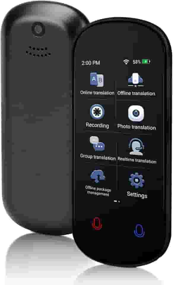 Dispositivo tradutor de idiomas, tradução de voz em tempo real bidirecional, suporta 138 idiomas, offline/gravação/tradução instantânea de foto com tela sensível ao toque HD de 7,6 cm para