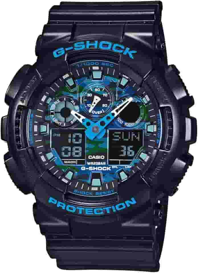 Relógio Masculino Shock Casio Preto/Azul Camuflado GA-100CB-1ADR