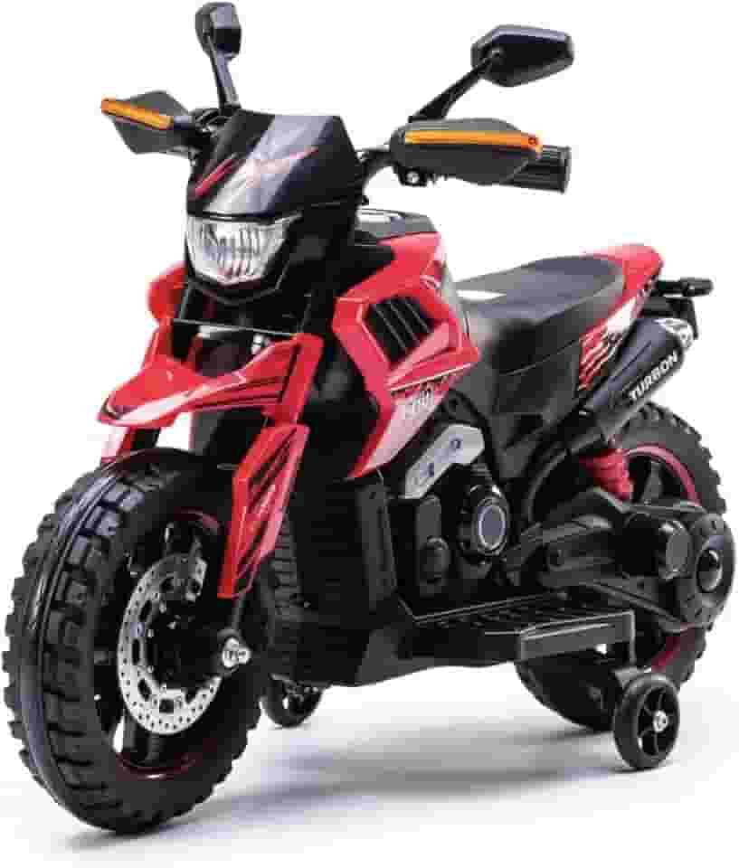 Moto Elétrica Infantil Motocross Vermelha com Som de Motor Musica e Luz Farol de Led