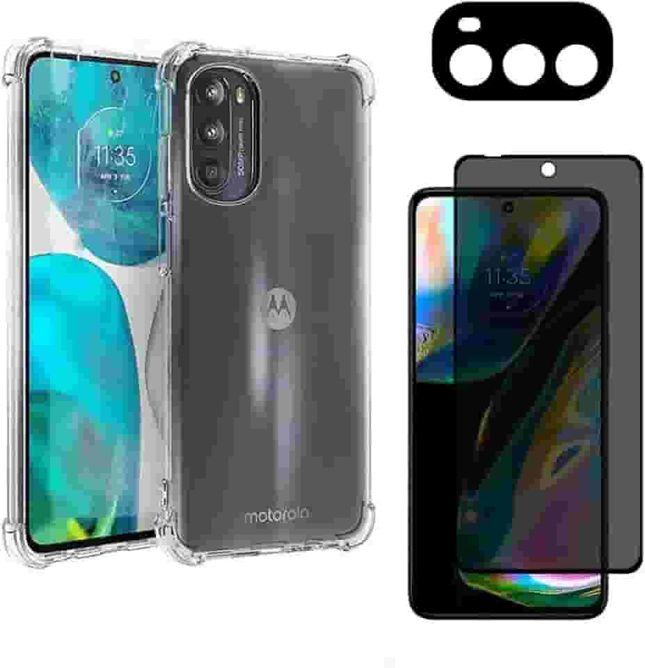 Capa Capinha Compatível Com Moto G52 5G + Película Privacidade Anti Spy Privacy + Película Proteção da Lente da Câmera - (Hard Glass Store)
