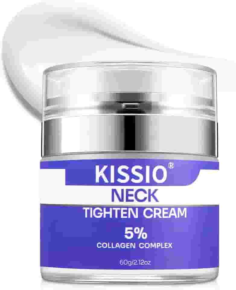 KISSIO Creme para pescoço com 5% complexo de colágeno, creme de aperto de pescoço com peptídeos e aloe vera para firmar, levantar e hidratar, creme corporal, adequado para todos os tipos de pele, 60 g