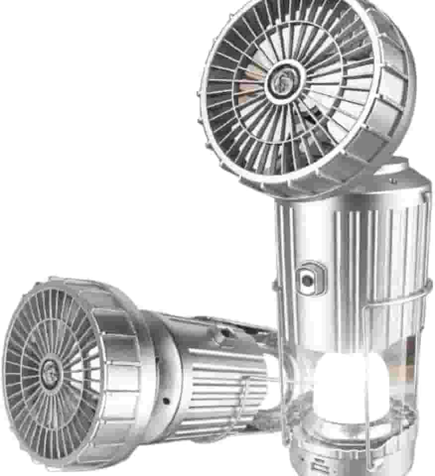 Lanterna Lampião Luminária Led com Ventilador Recarregável 3 Em 1 com Placa Solar - Ideal para Trilhas, Acampamentos e Doméstico