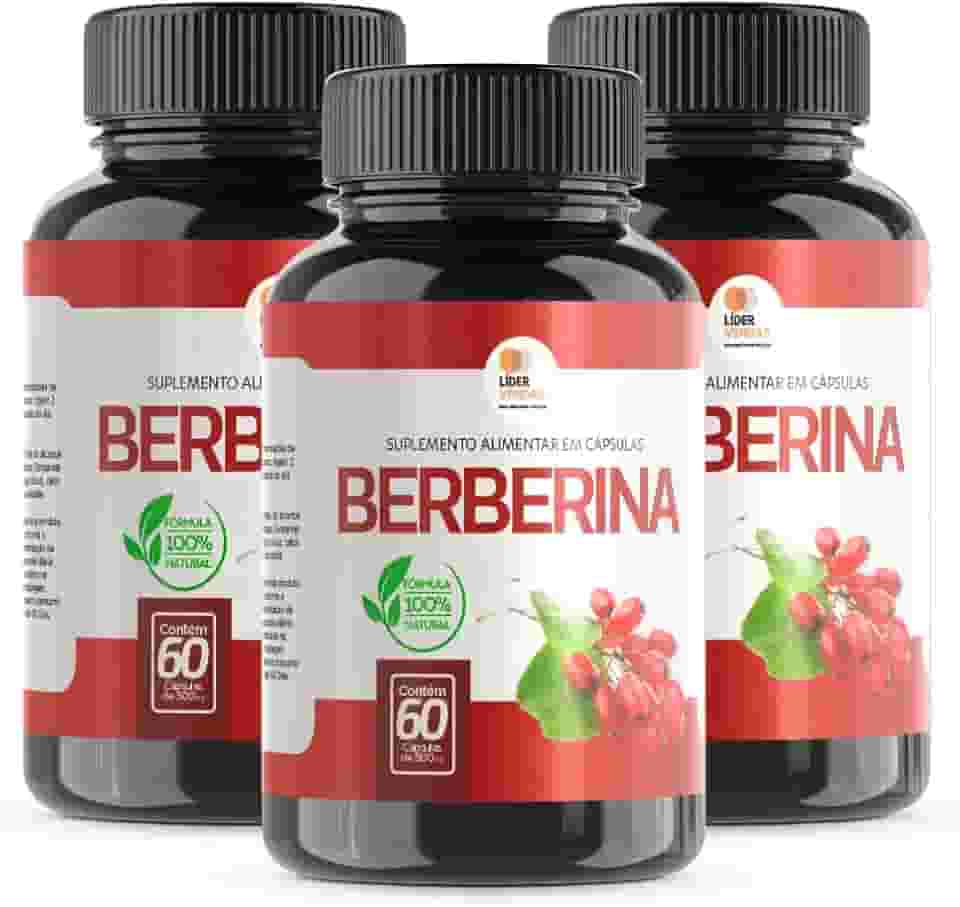 Berberina 500mg – Suplemento Alimentar em Cápsulas (60 cáps) - 3 potes