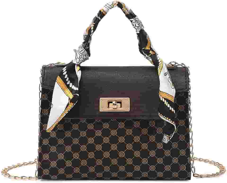 Bolsa transversal com corrente e fecho magnético, carteira feminina, moderna, estampa retrô, bolsa de ombro nas axilas, alça de ombro removível