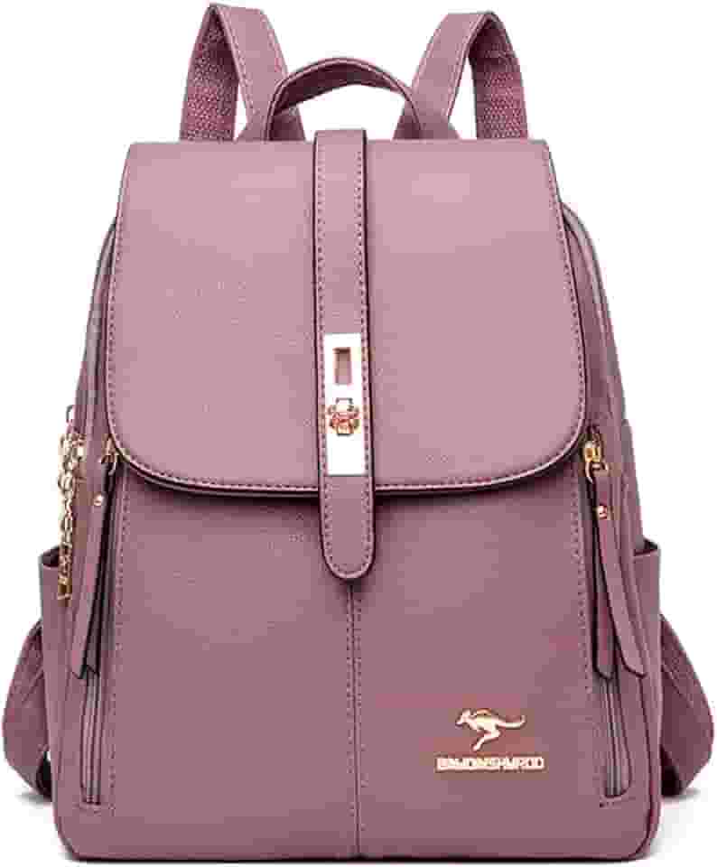 Mochila Feminina de Couro PU Antifurto Moda Simples Mochila Pequena Impermeável Vintage E Versátil Casual Bolsa Viagem Multiuso MT625