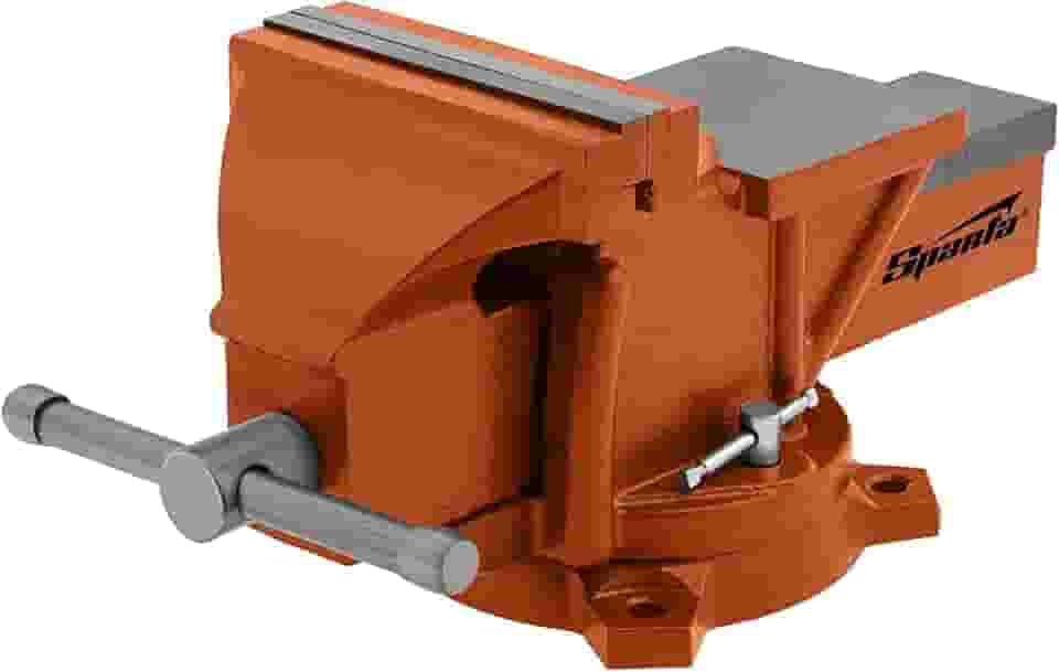 SPARTA Torno de Bancada 6" (150 mm) com Base Giratória, Bigorna e Alavancas Cromadas