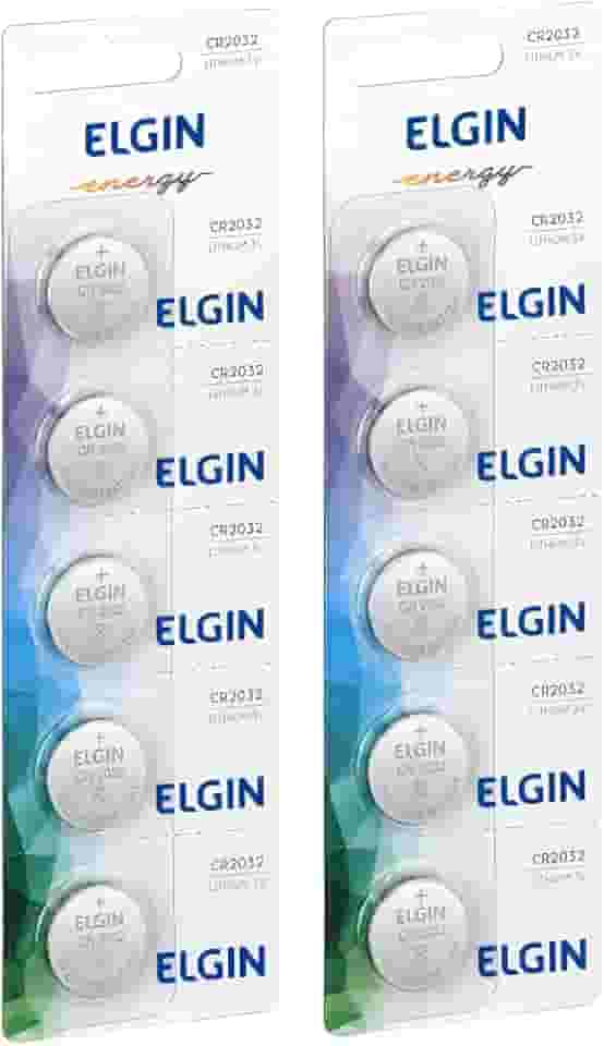 Pilha CR2032 3V Elgin Bateria Moeda kit 10 unidades