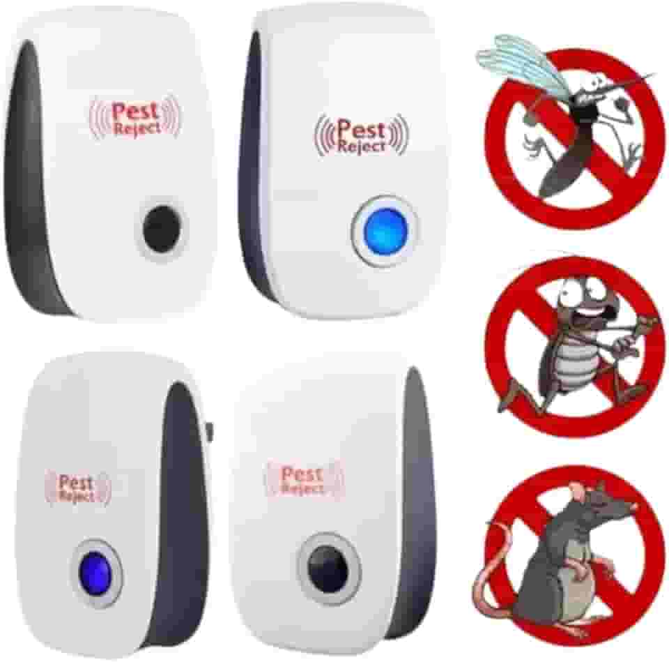 Kit 4 Repelentes Ultrassônicos de Tomada Paki Anti Insetos Mosquitos Baratas Bivolt Elétrico Plug Brasil Sem Cheiro Seguro para Pets