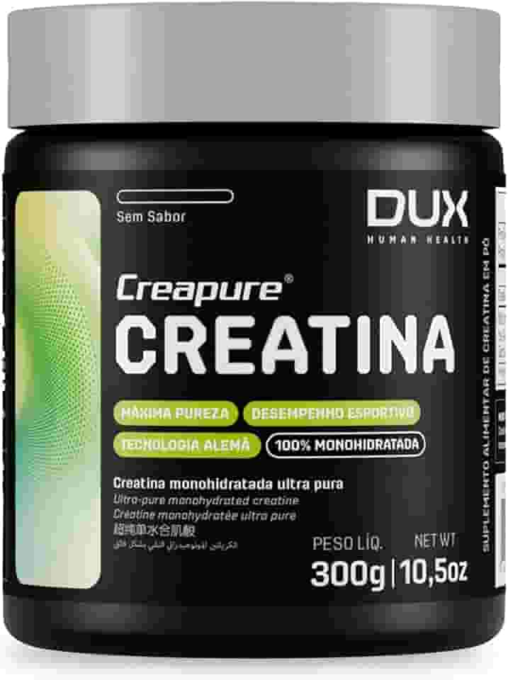 Creatina Monohidratada 100% Creapure Sem Sabor Pote 300g - Suplementação Academia, Ganho Muscular Hipertrofia, Força Energia Resistência, Suplementos Naturais - DUX HUMAN HEALTH