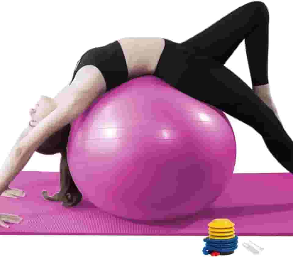 GODREAM Bola Pilates, Bola Fisioterapia, Bola Suiça, 55 cm, 65 cm, 75 cm, Anti estouro, Suporta até 300kg, Ideal para Gestante, Ginastica, Yoga, Academia e Pilates em casa, com Bomba