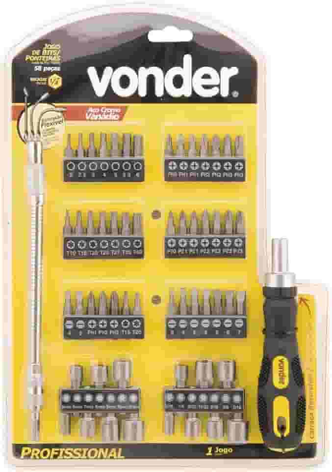 Vonder, Jogo De Bits/Ponteiras, Com 58 Peças, Encaixe Sextavado 1/4".