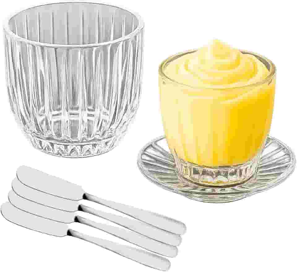 Bertaglia Manteigueira Francesa de Vidro Transparente com 4 Espátulas Aço Inox 150 ml 11 cm