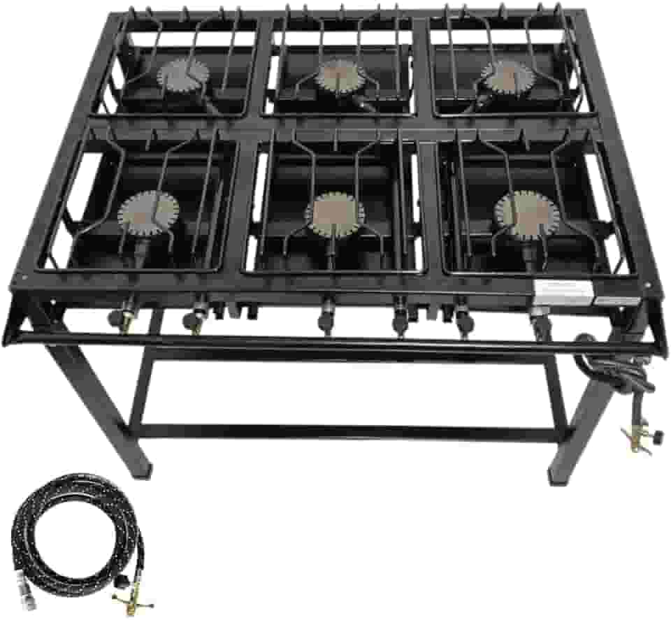 Fogão Industrial 6 Bocas, FERRO FUNDIDO, Base de Aço Carbono, Alta Pressão, 68x95cm