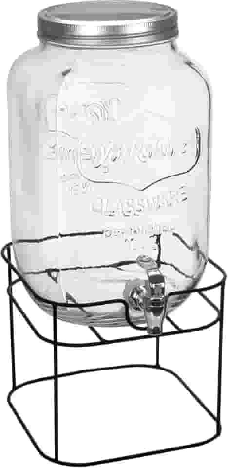 REFRESQUEIRA COM SUPORTE METAL HOME&CO VIDRO 8L 45x21x21cm TRANSPARENTE