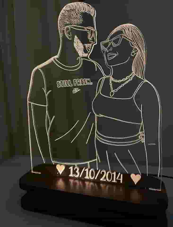 Luminária Com Sua Foto Personalizada LED Casal Presente… (Somente luminária) (QUENTE)