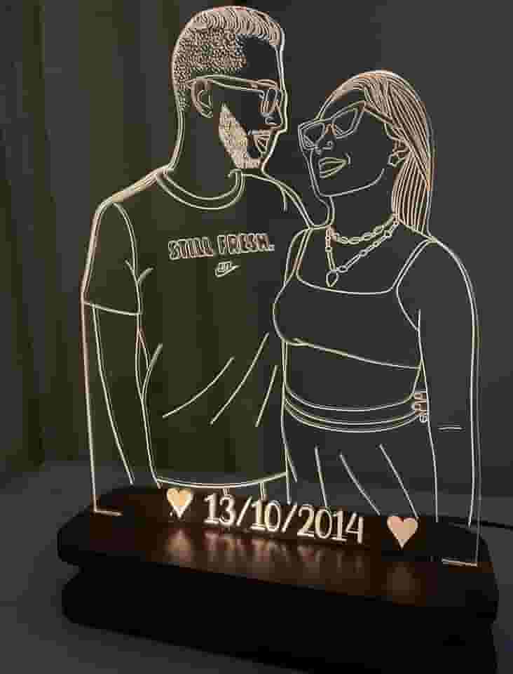 Luminária Com Sua Foto Personalizada LED Casal Presente… (Somente luminária) (QUENTE)
