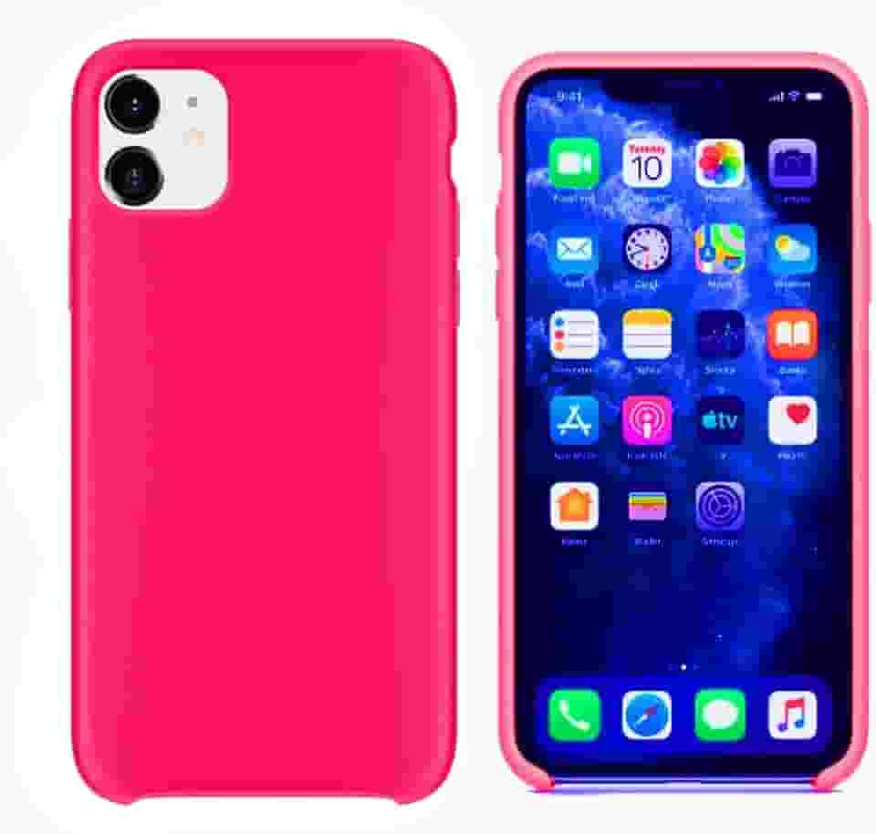 Capinha Colorida Compatível Com iPhone 11 Vermelha,Preta, Laranja, Amarela, Azul, Rosa, Pink, Branca, Lilás, Marrom, Verde, Roxo, Case Slim Flexível Aveludada PREMIUM (Rosa Pink)