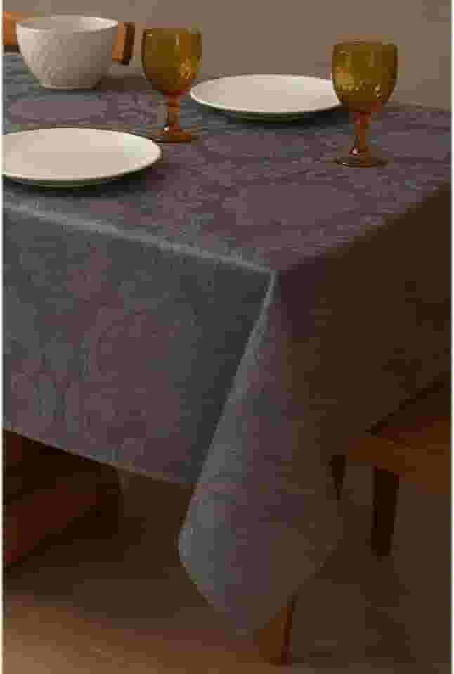 Toalha De Mesa Tecido Jacquard Retangular Durável e Elegante Lugares Luxo(6 Lugar 2,20x1,40,Chumbo)