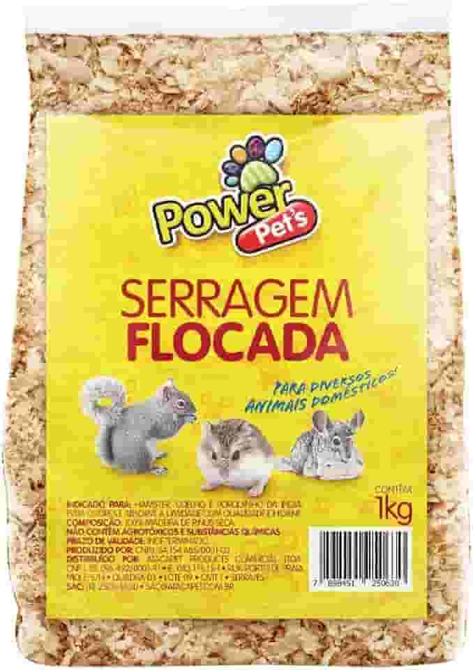 Serragem Flocada Power Pets para Roedores e Pássaros - 1 kg