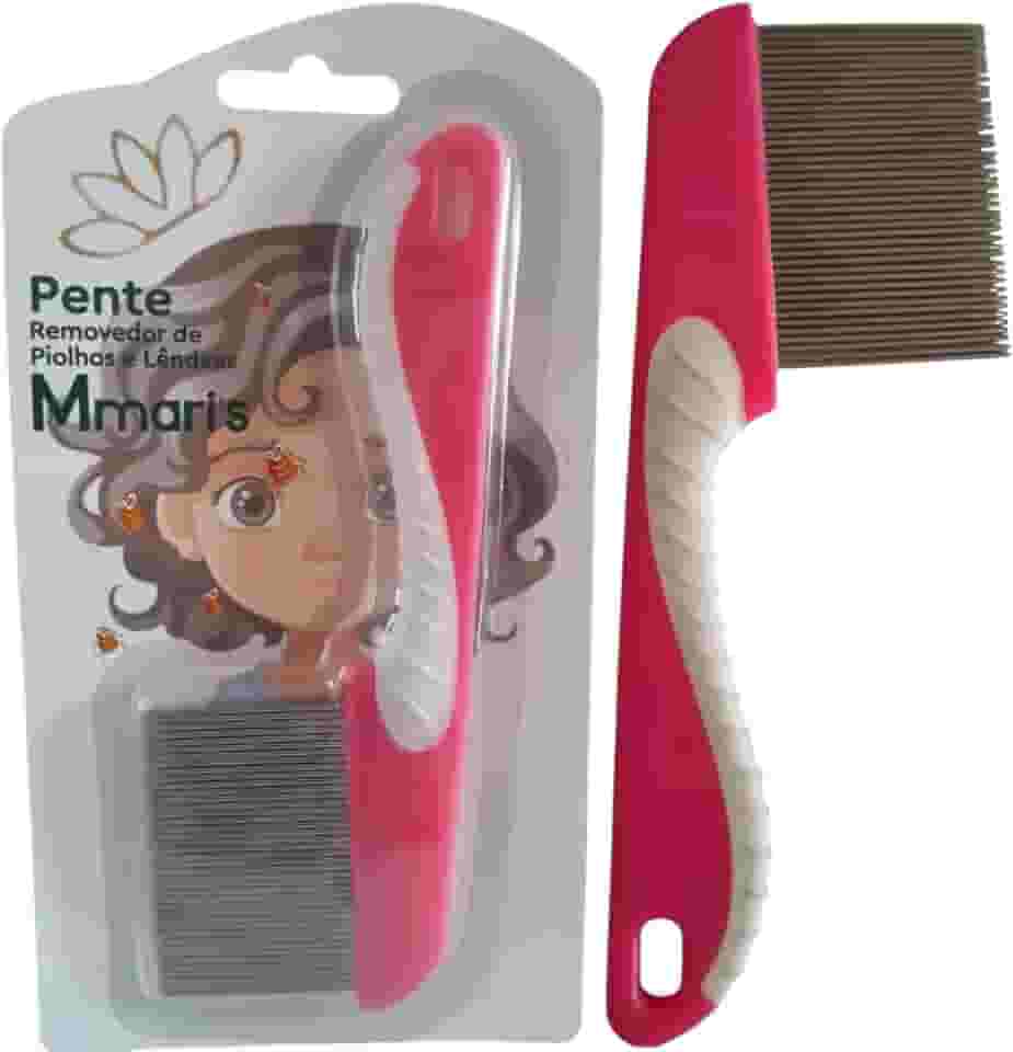 Pente Fino de Ferro Aço Inox Removedor de Piolhos e Lêndeas Cor Rosa Chiclete Extrator De Piolho M Mari'S