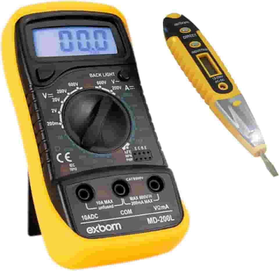 Multímetro Digital Profissional com Caneta Detectora de Voltagem e Corrente – Alta Precisão, Display LCD Iluminado, Funções Múltiplas para Uso Doméstico e Automotivo