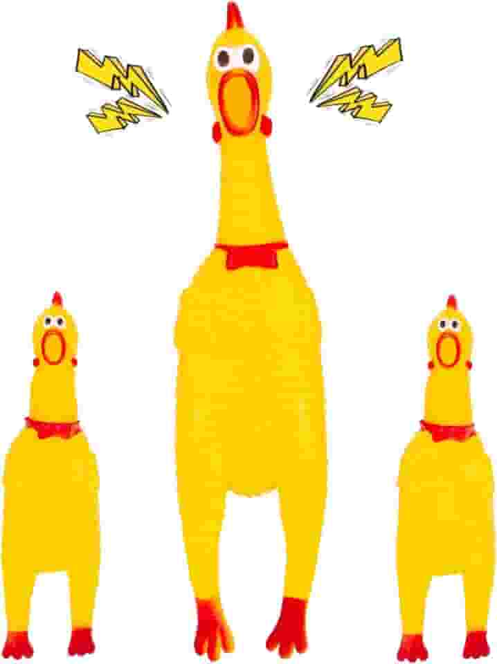 MCPINKY 3 peças de brinquedos de borracha para cães de galinha, brinquedos de frango estridente, presentes inovadores para fazer barulho de brincadeira