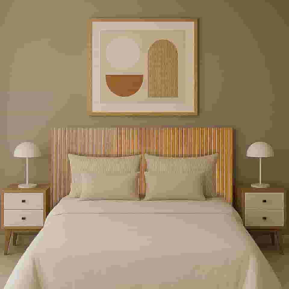 Cabeceira Casal Mdf Ripado Cor Nature 140x60cm Rustica