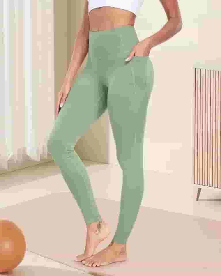 Leggings com bolsos para mulheres, calças de ioga para treino de cintura alta com controle de barriga