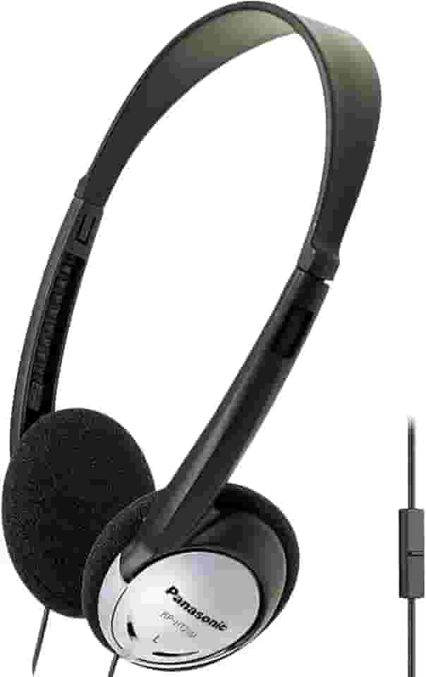 Panasonic Fones de ouvido, fones de ouvido leves com microfone e XBS para graves extras e nítidos, som natural, conector de 3,5 mm para telefones e laptops, funciona em casa - RP-HT21M (preto e prata)