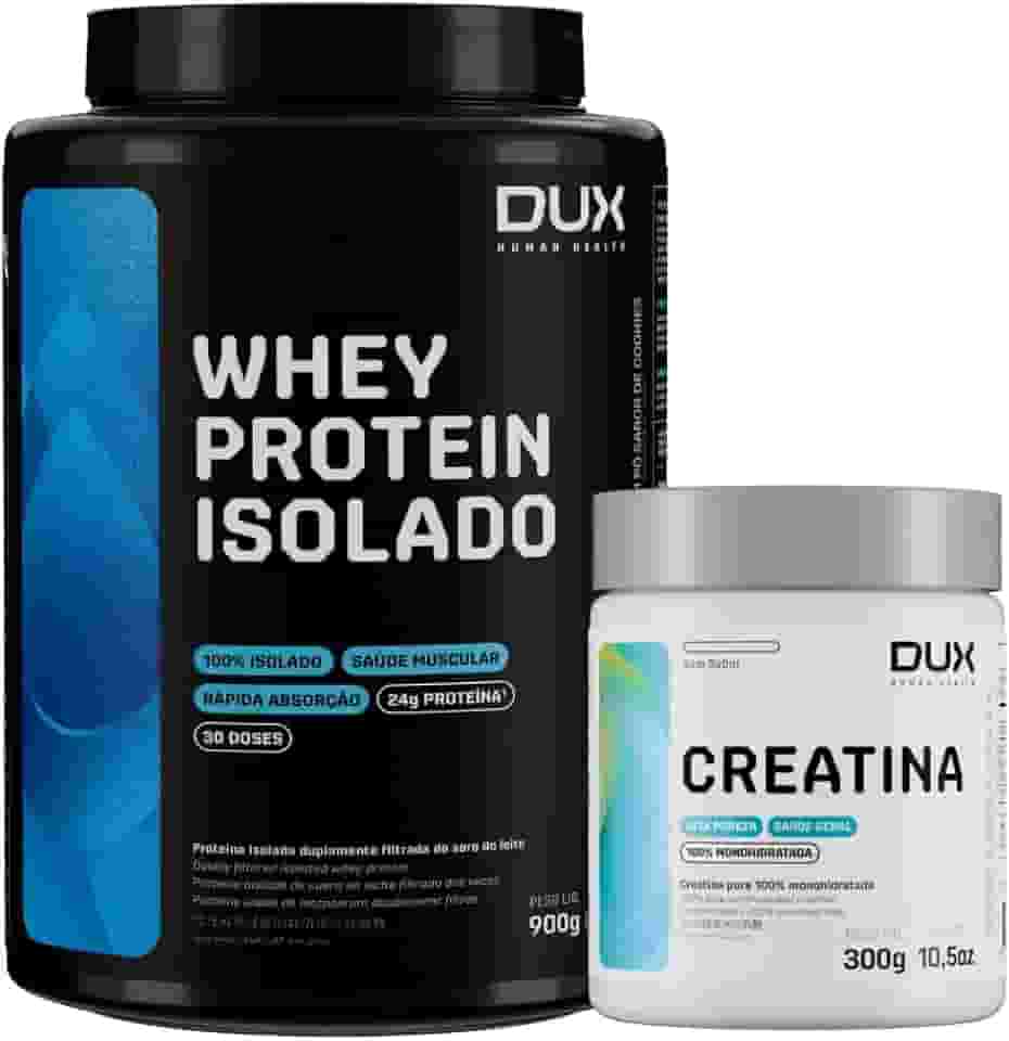 Combo Dux - Whey Protein Isolado 900g - Sabor Neutro (Sem Sabor) + Creatina 300g