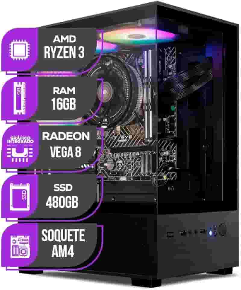 PC Gamer Mancer, Ryzen 3 3200G, Radeon vega 8, 16GB DDR4, SSD 480GB, Fonte 400W 80 Plus