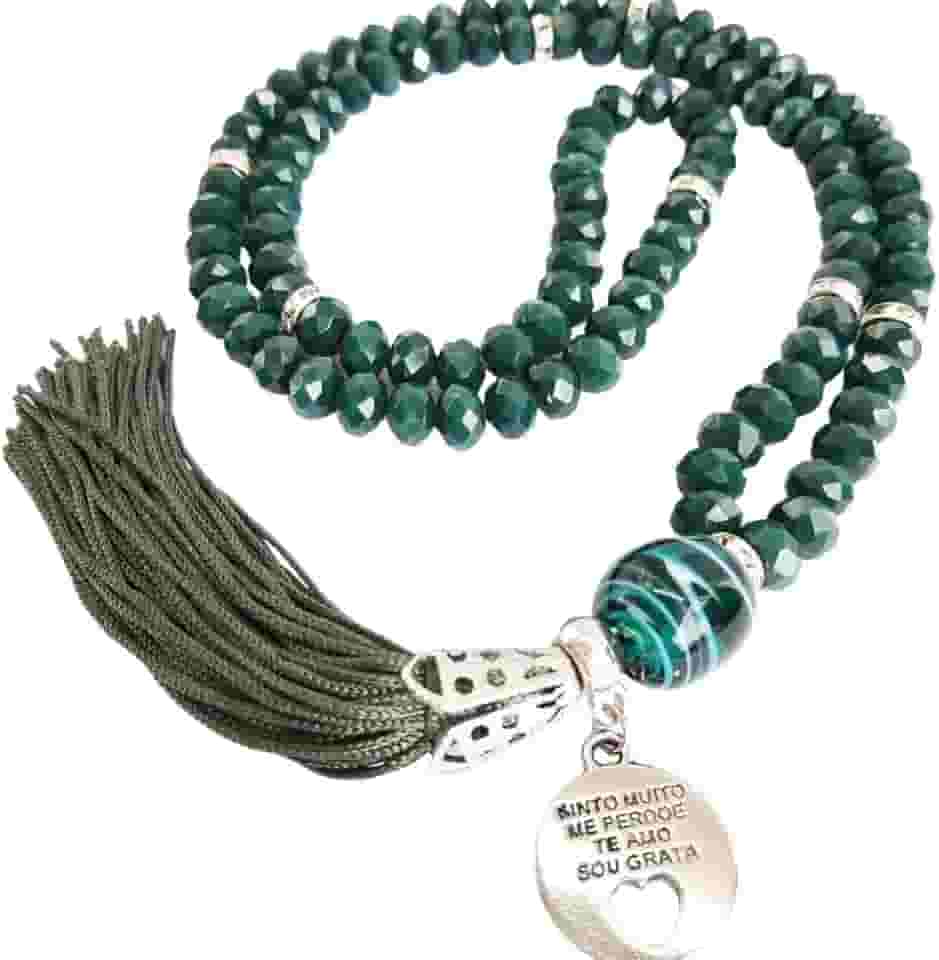 Japamala 108 contas em Cristal Rosa e Pingente Ho'oponopono