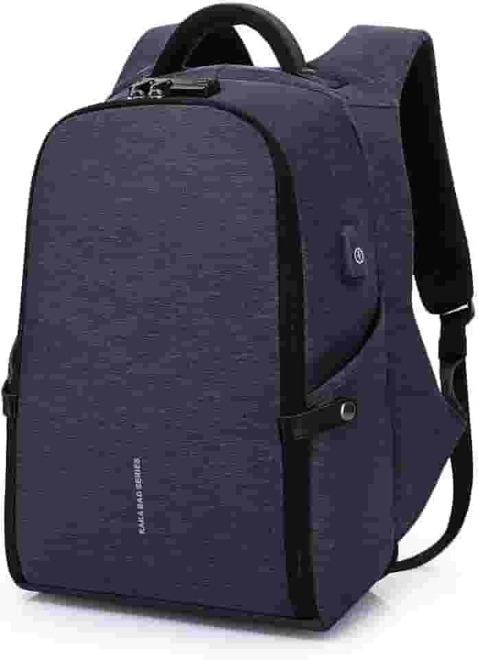 BANGE Mochila Antifurto Impermeável Para Notebooks de Até 15.6 Polegadas e Tablets Possui Cadeado de Código e Trava Acabamento Resistente Qualidade Premium - Azul