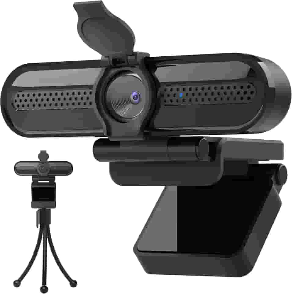 Webcam genérica 2K, câmera de streaming FHD com 2K/30fps, 1080P/60fps, foco automático, microfones com cancelamento de ruído duplo, capa de privacidade e tripé, para